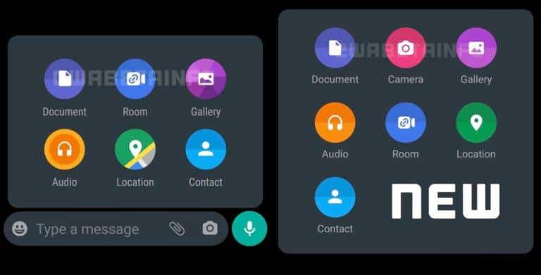 Imagem com o menu atual do Whatsapp (esq.) e sua na versão 2.20.198.9