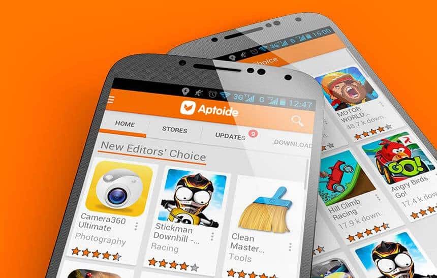 Tela de celular com a loja de aplicativos Aptoide