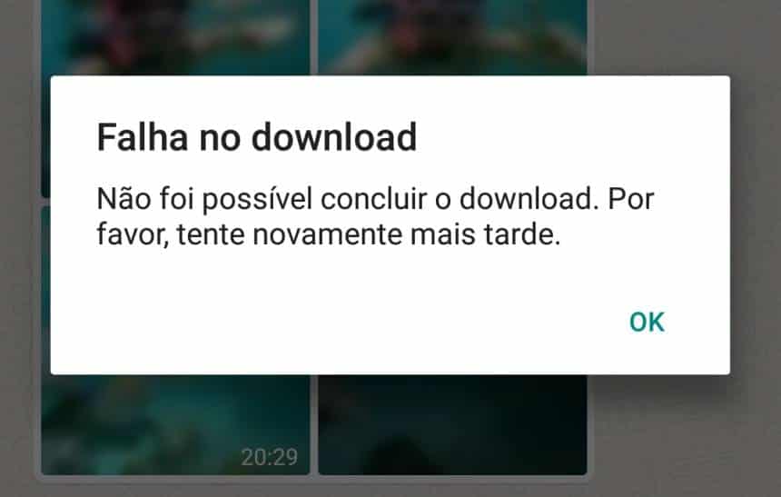 mensagem de falha de download no whatsapp