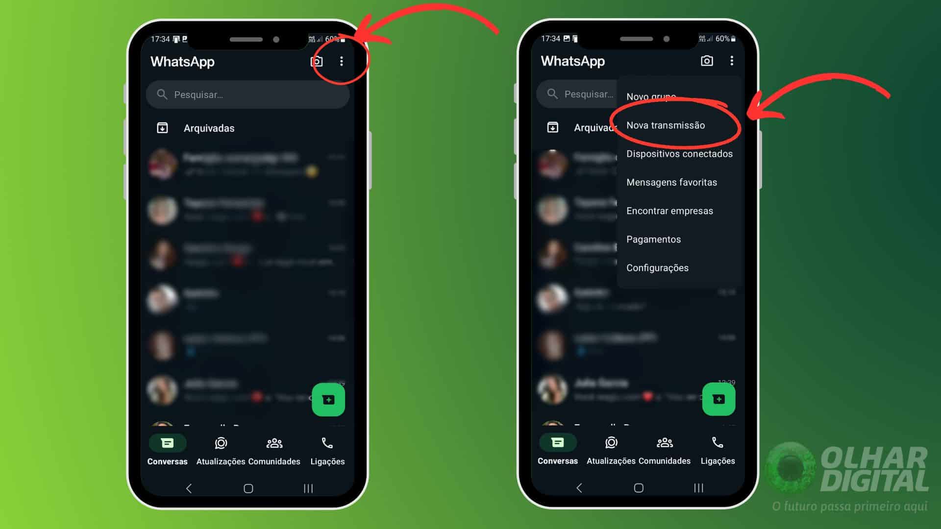 Como criar lista de transmissão no WhatsApp - Passo 1