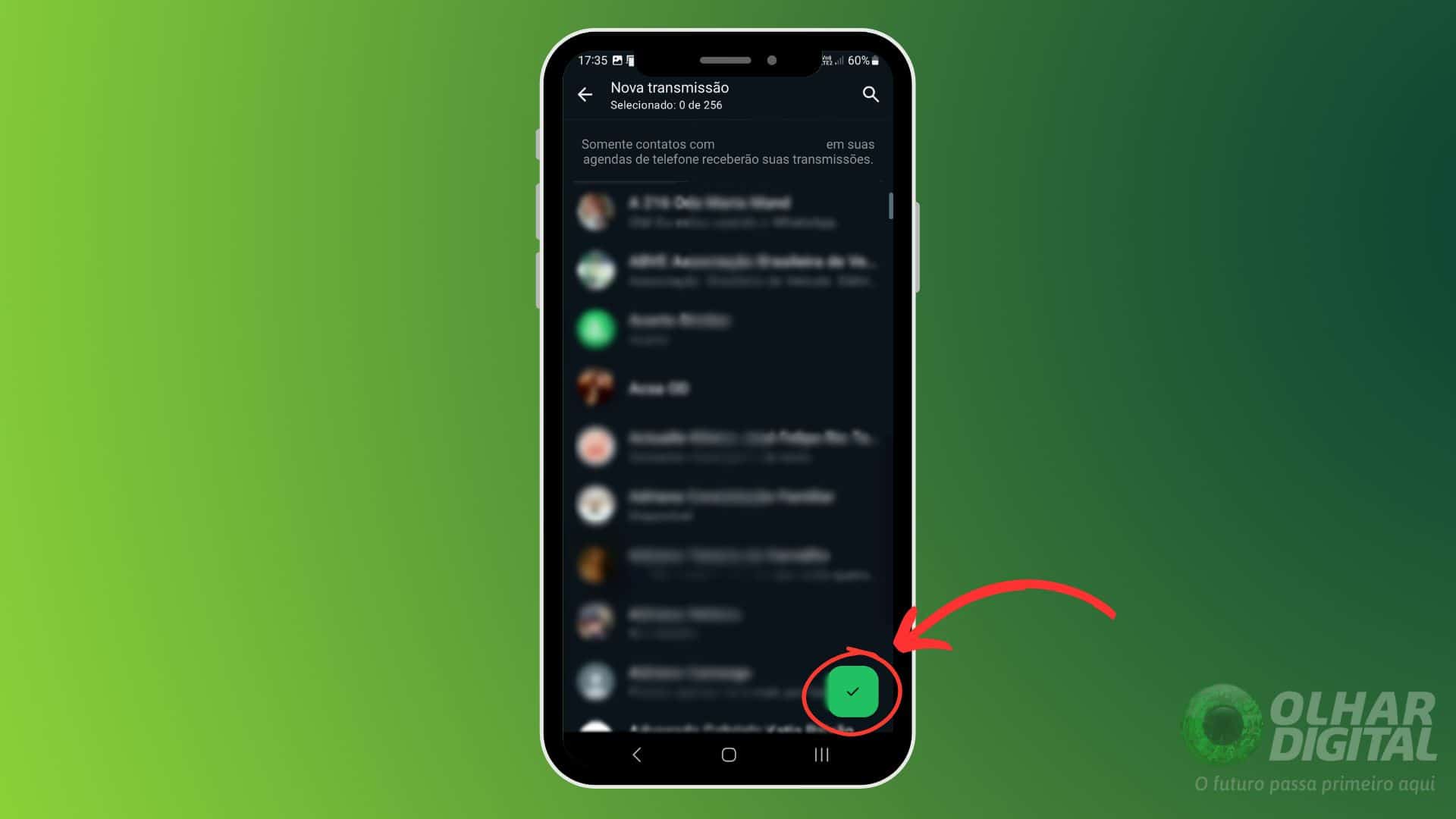 Como criar lista de transmissão no WhatsApp - Passo 2