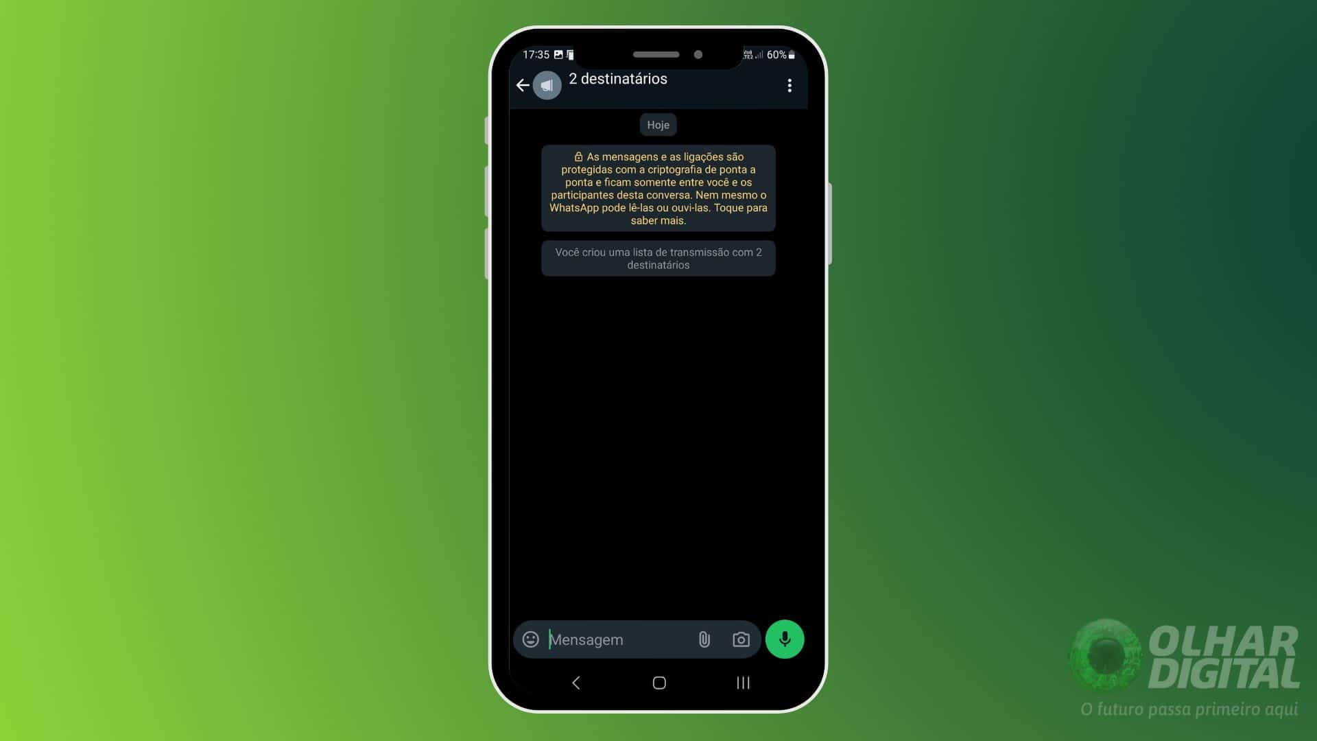 Como criar lista de transmissão no WhatsApp - Passo 3