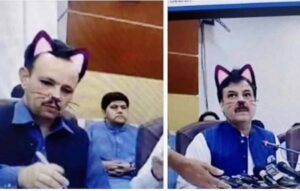 Gafe: ministro do Paquistão com filtro de gatinho em live do Facebook