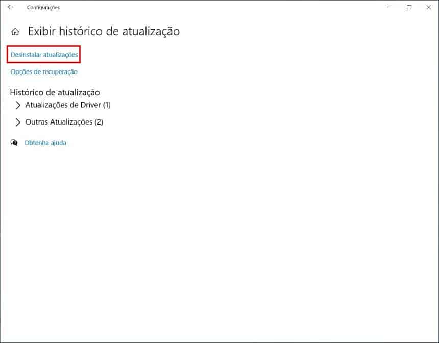 Como desinstalar atualização no Windows 10