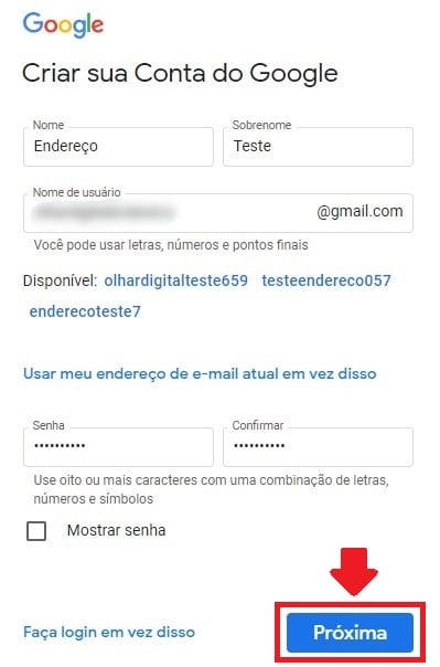 Como criar conta no Google