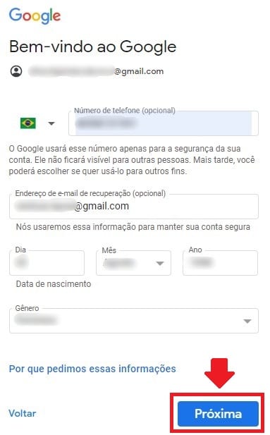 Como criar conta no Google