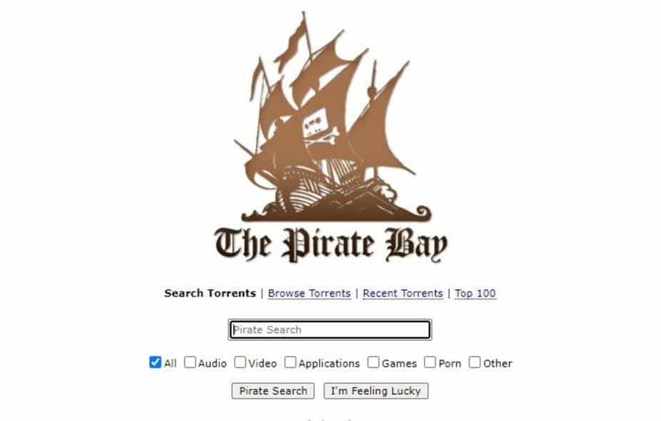 home do piratebay, um dos sites de torrents mais conhecidos pelos usuários