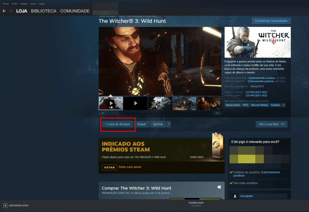 tela de início do steam com as promoções de fim de ano destacadas