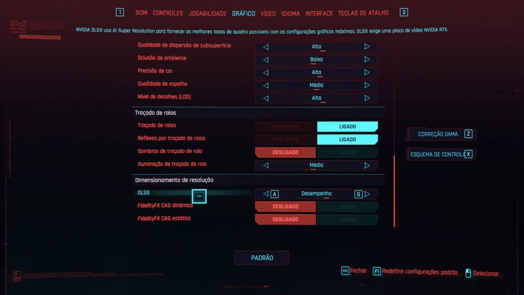 Opções Gráficas DLSS - Cyberpunk 2077