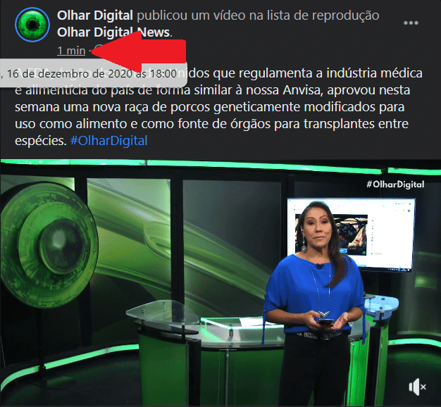 aprenda a baixar vídeos do facebook: tela da página inicial do vídeo no facebook