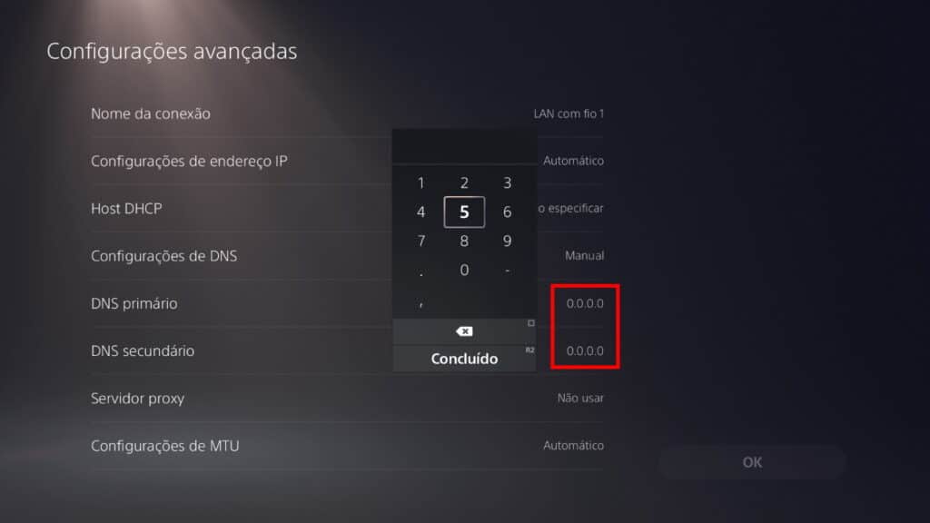 Configuração do DNS - PlayStation 5