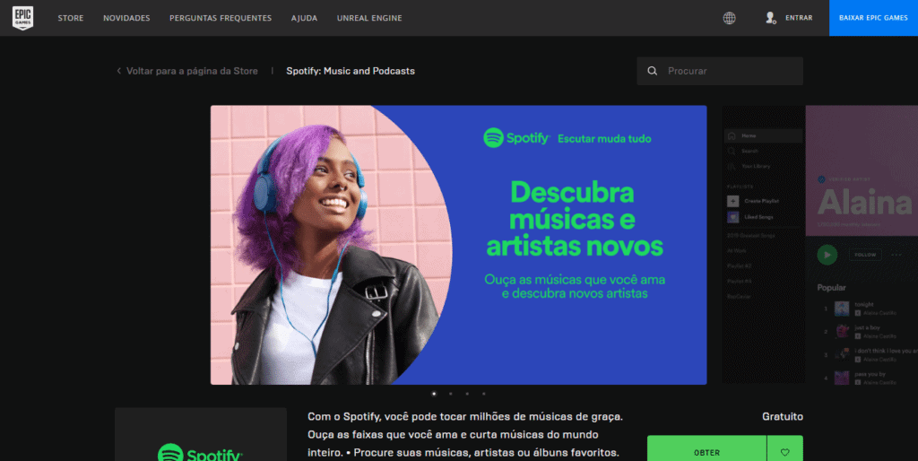 spotify epic games store
