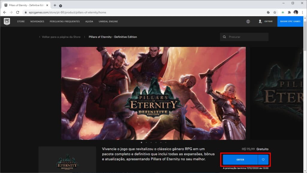 Como obter estes jogos de graça na Epic Games - Passo 2