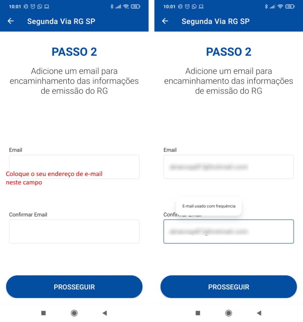 Como solicitar a segunda via do RG de São Paulo pelo celular - Passo 2