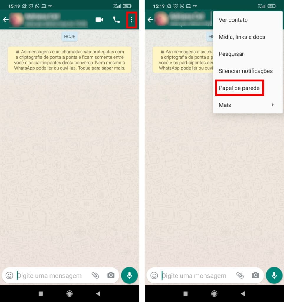 Como escolher um papel de parede diferente para cada conversa no WhatsApp - Passo 2