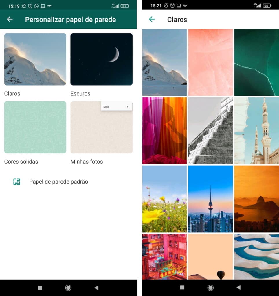 Como escolher um papel de parede diferente para cada conversa no WhatsApp - Passo 3
