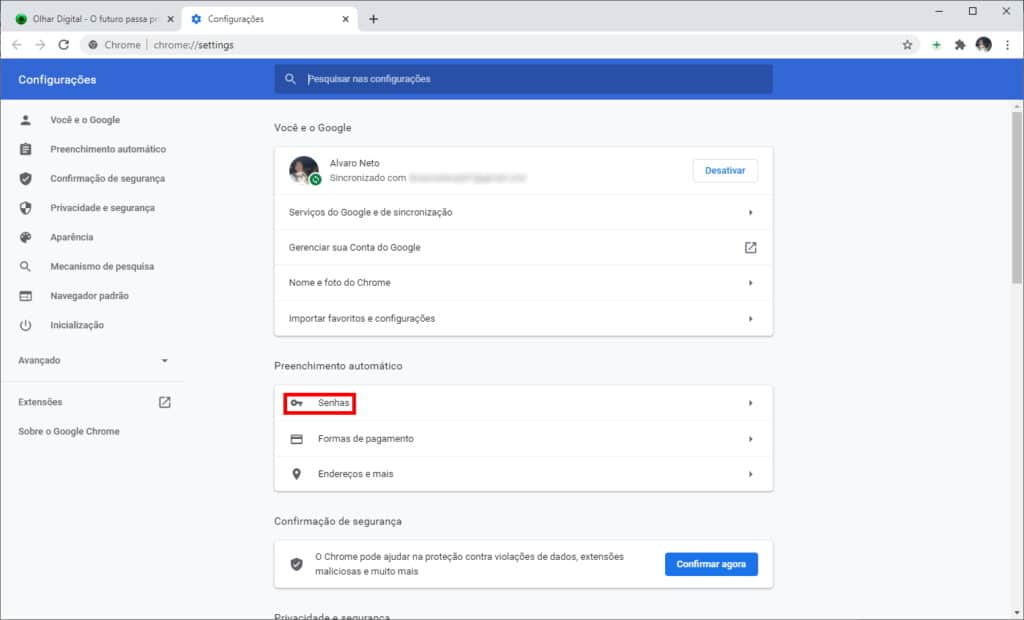 Como fazer o Chrome verificar se as suas senhas são seguras ou não - Passo 7