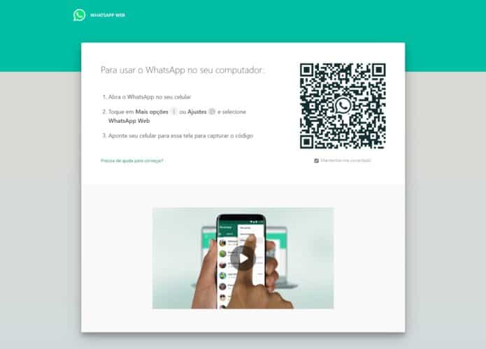 Tela de pareamento entre computador e smartphone do WhatsApp