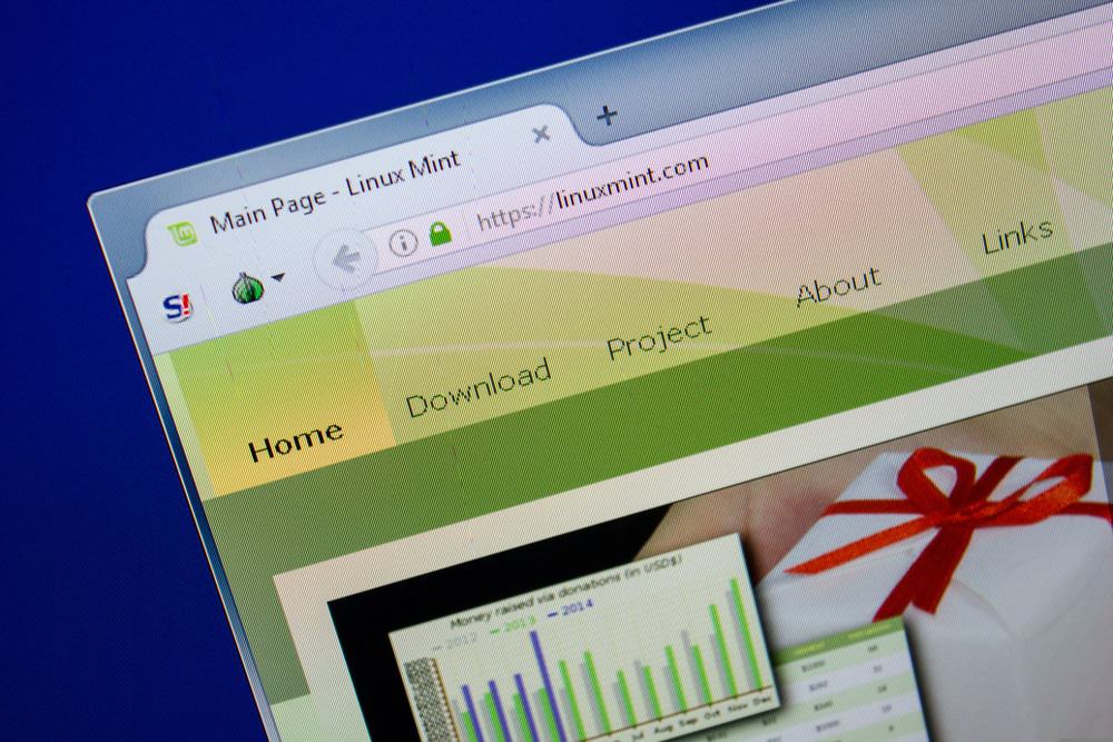 Página Linux Mint em um navegador