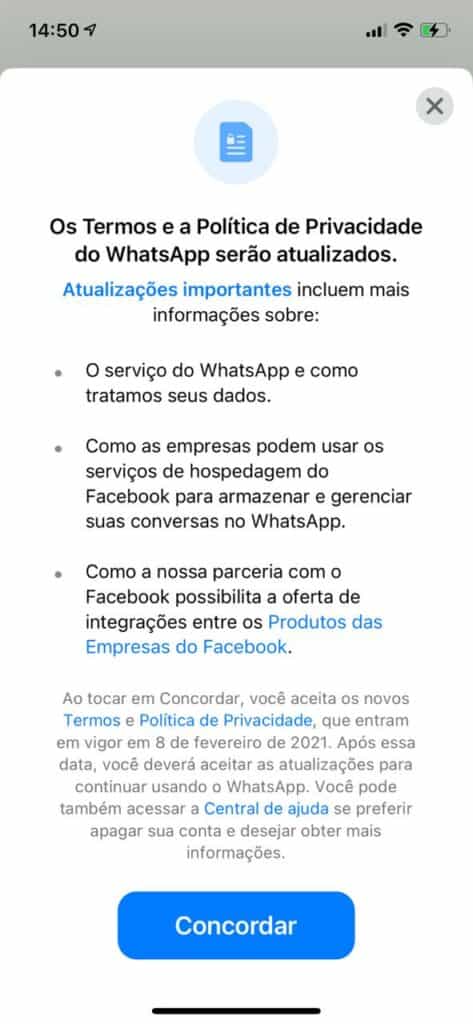 políticas de privacidade do whatsapp