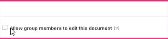 A imagem mostra a opção desmarcada para não permitir que outros usuários editem documentos no grupo