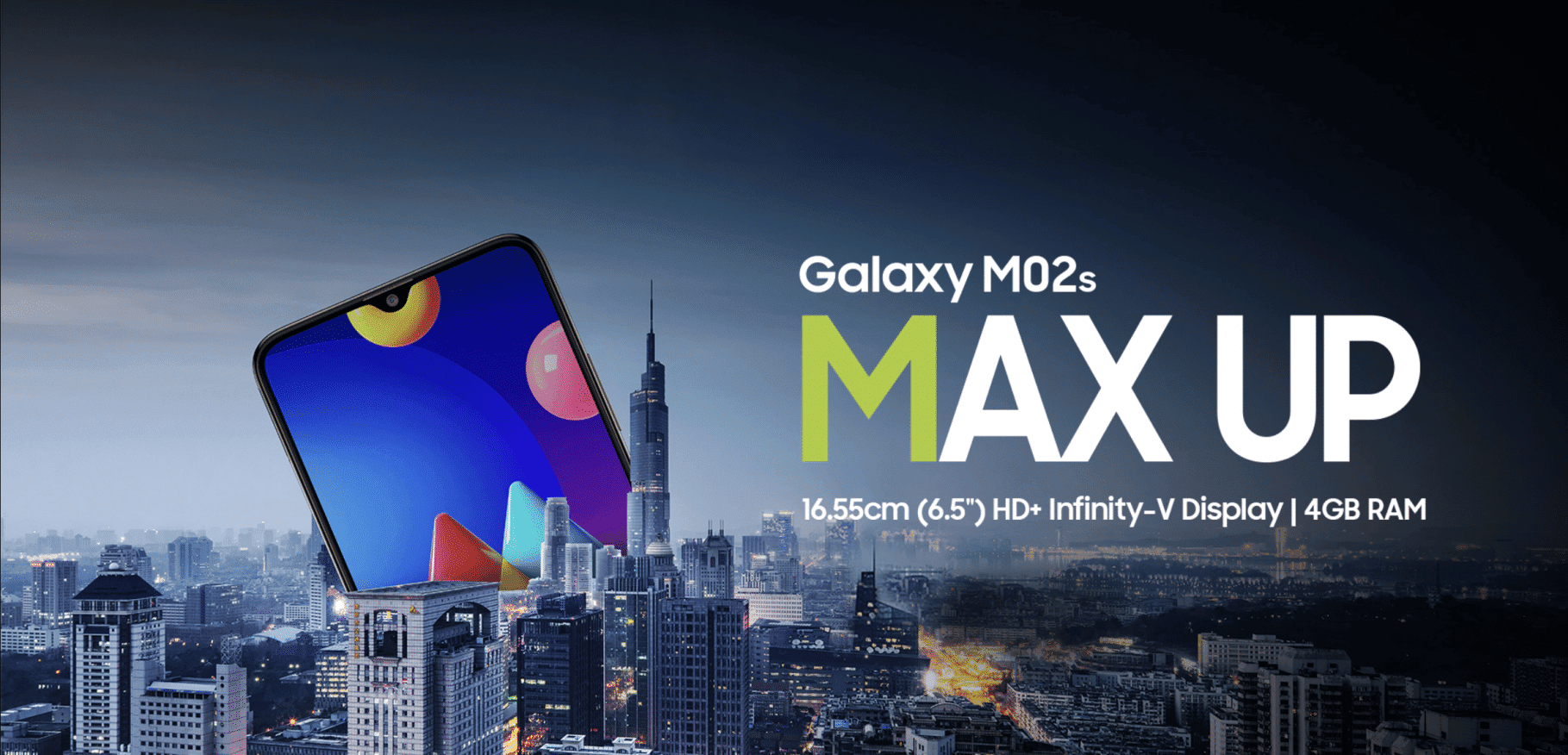 Banner de lançamento do Galaxy M02s