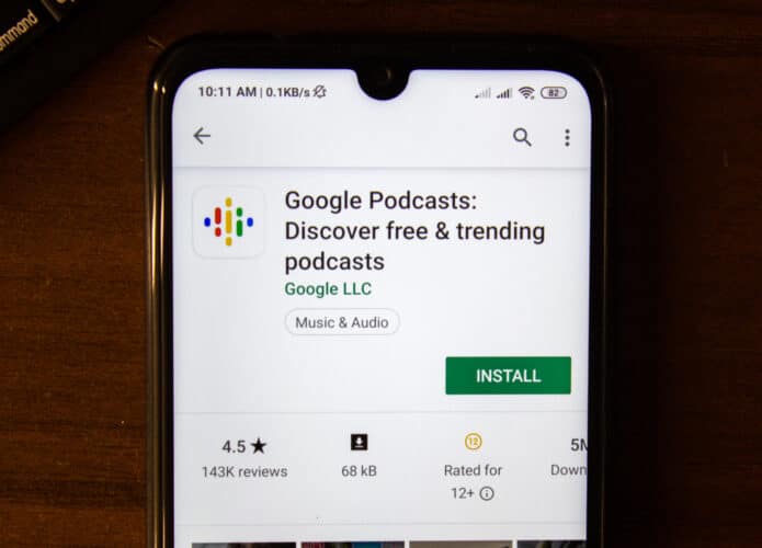 Tela da Play Store para download do aplicativo Google Podcasts