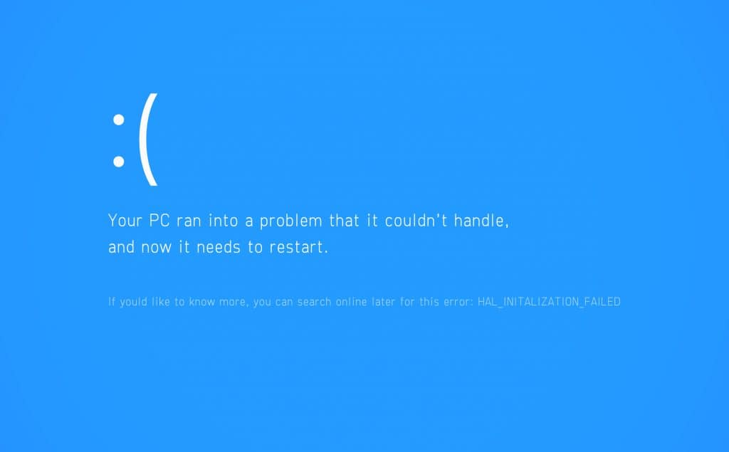 Blue screen of death background. BSOD system error message.