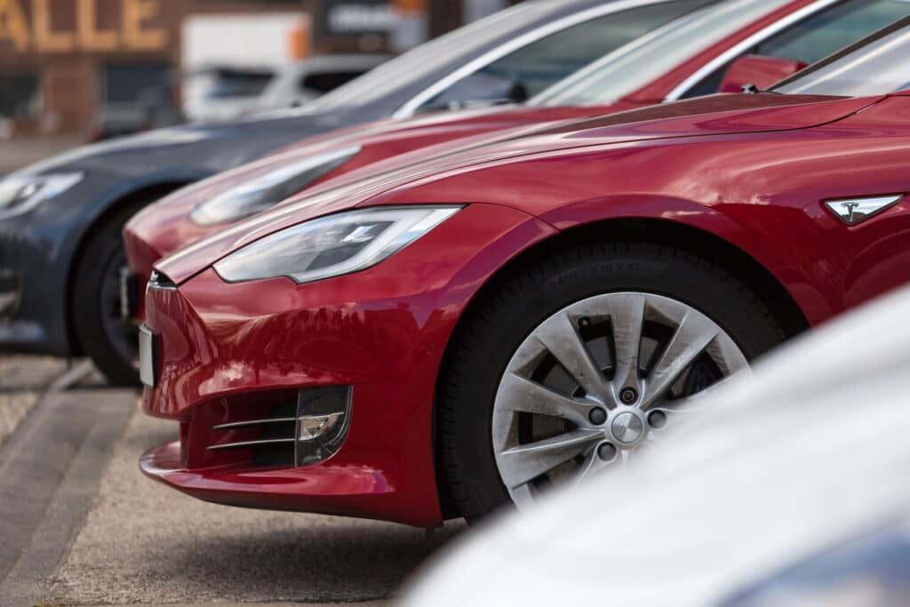 some tesla cars near cologne germany