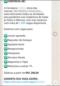 Golpe que circula no WhatsApp