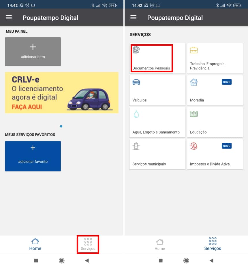 Como renovar a CNH pelo app do Poupatempo Digital - Passo 2