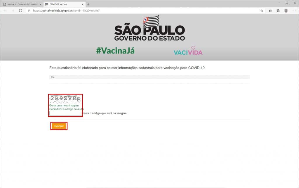 Como se cadastrar para a receber a vacina contra Covid-19 em São Paulo - Passo 2