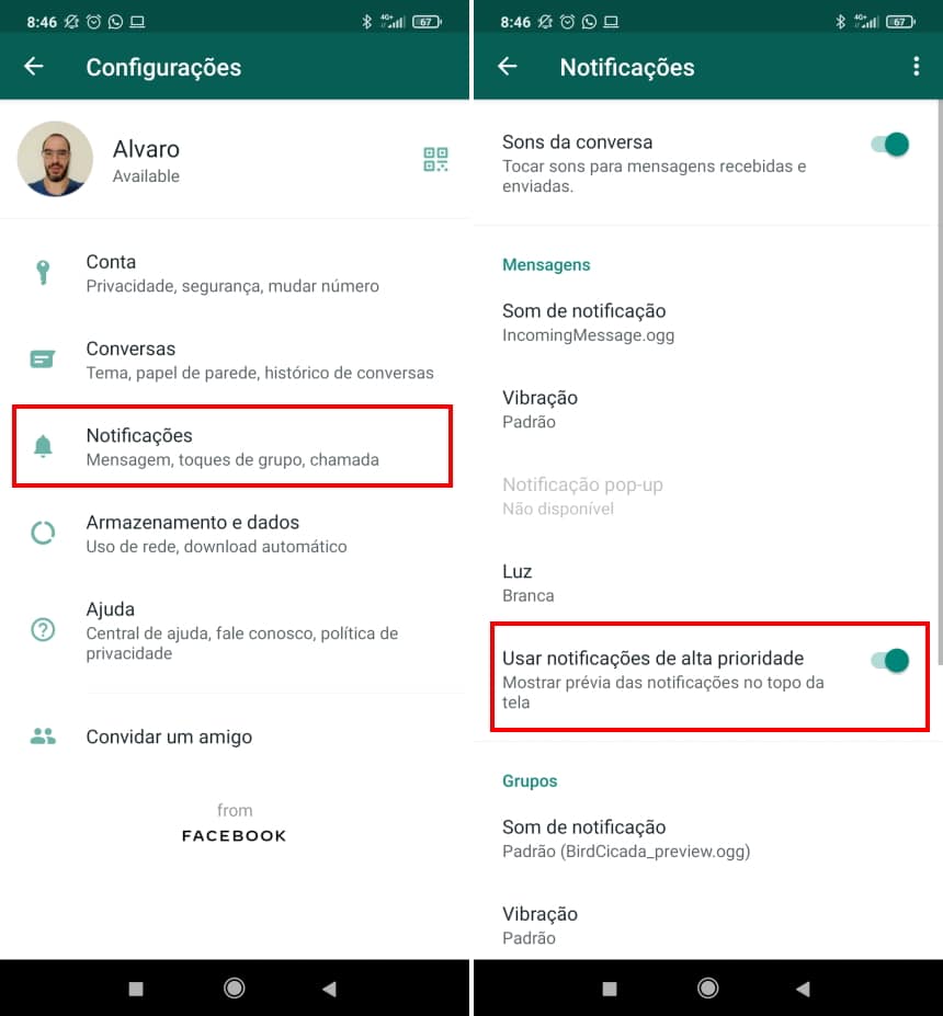 Como esconder o status “digitando” no WhatsApp - Passo 2