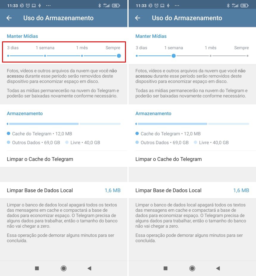 Como fazer o Telegram apagar imagens e outros itens recebidos de forma automática - Passo 3