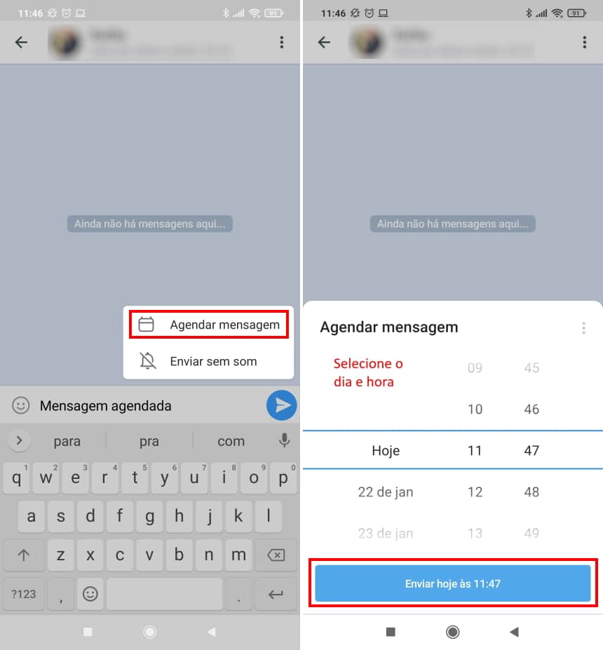 Como agendar o envio de mensagens no Telegram - Passo 3