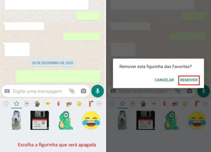Como apagar as figurinhas favoritas do WhatsApp - Passo 2