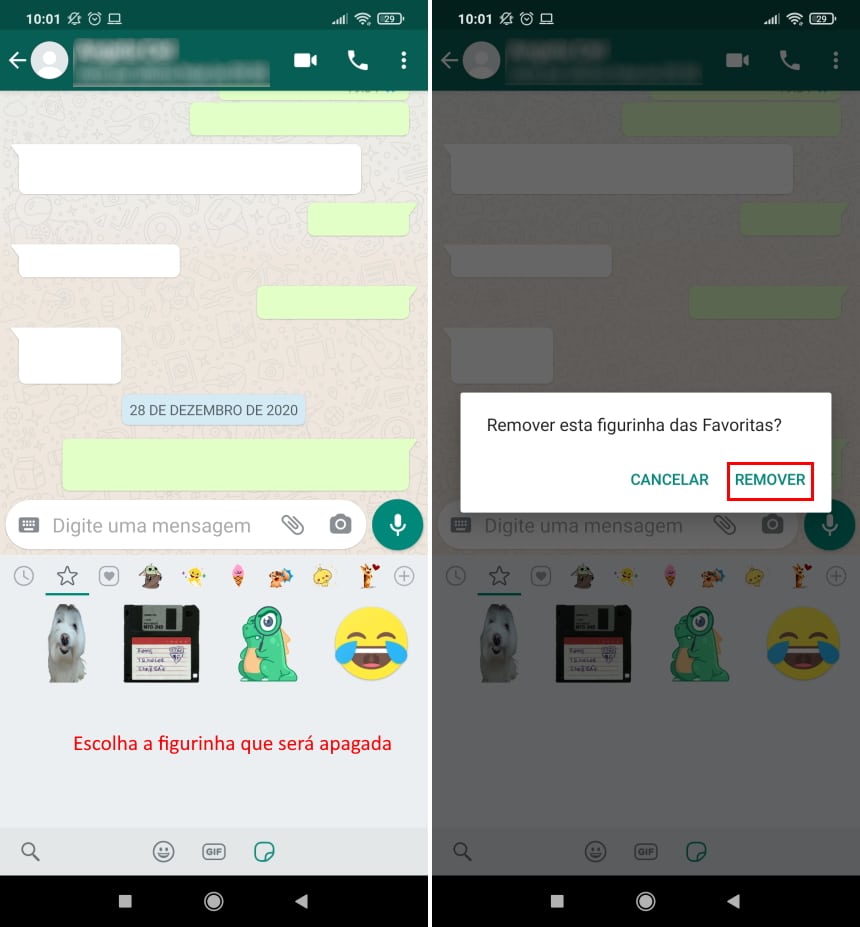 Como apagar as figurinhas favoritas do WhatsApp - Passo 2