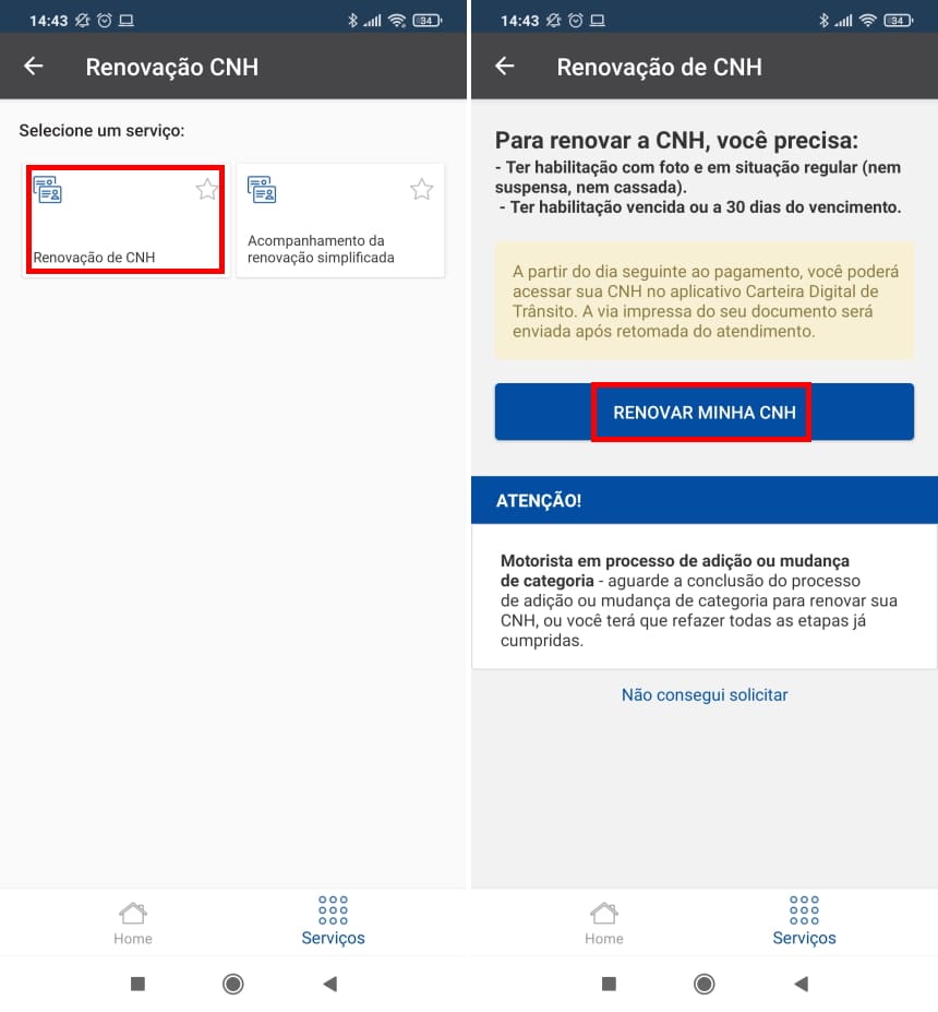 Como renovar a CNH pelo app do Poupatempo Digital - Passo 4