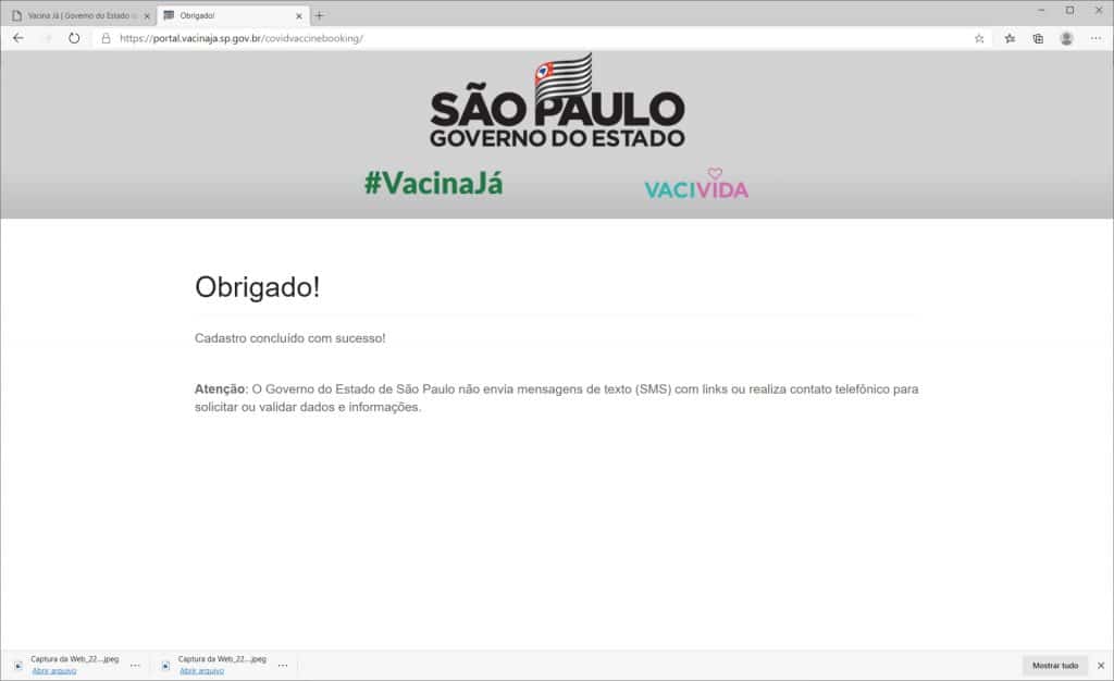 Como se cadastrar para a receber a vacina contra Covid-19 em São Paulo - Passo 5