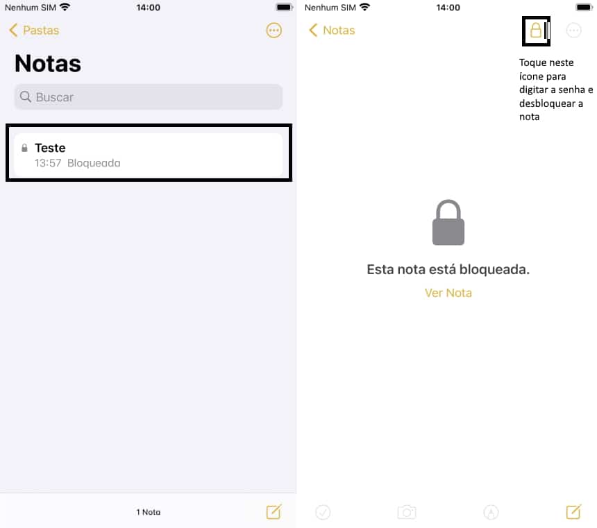 Como proteger notas com senha no iOS - Passo 5