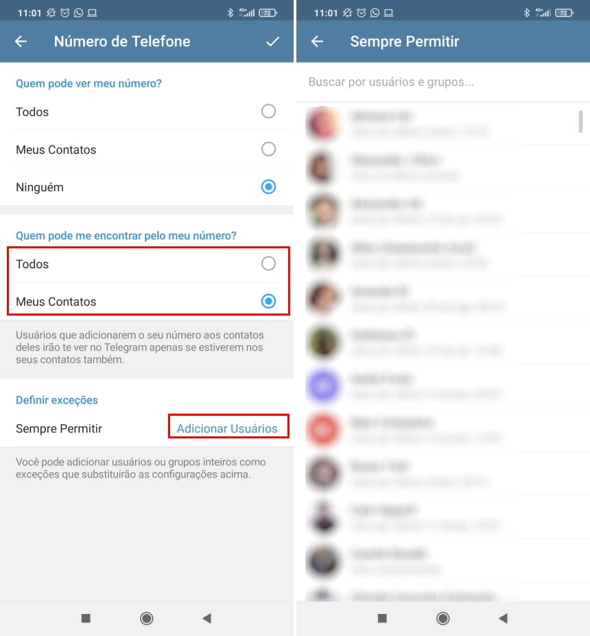 Como esconder o número do telefone no Telegram - Passo 5