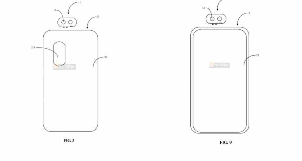 imagem da patente do celular da xiaomi com câmeras traseiras destacáveis