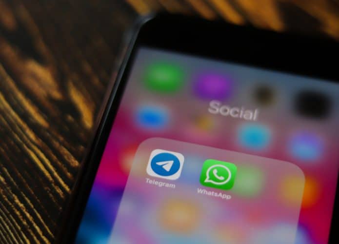 Mobile phone with Telegram and WhatsApp