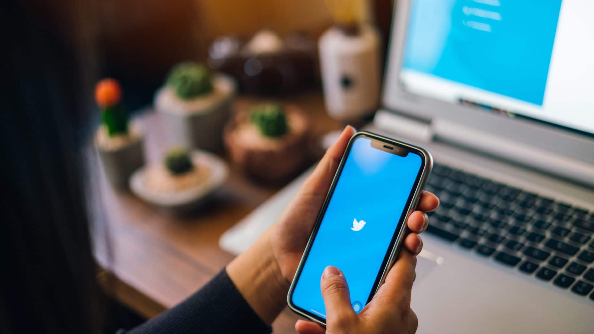 usuário acessando o twitter via smartphone
