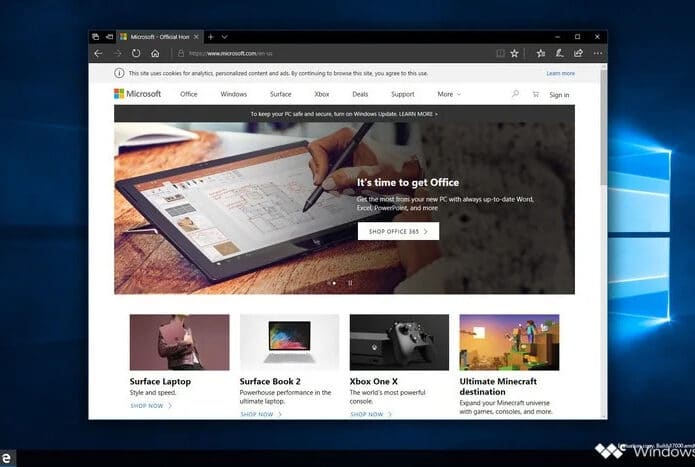 Tela mostra build Polaris do Windows Core OS