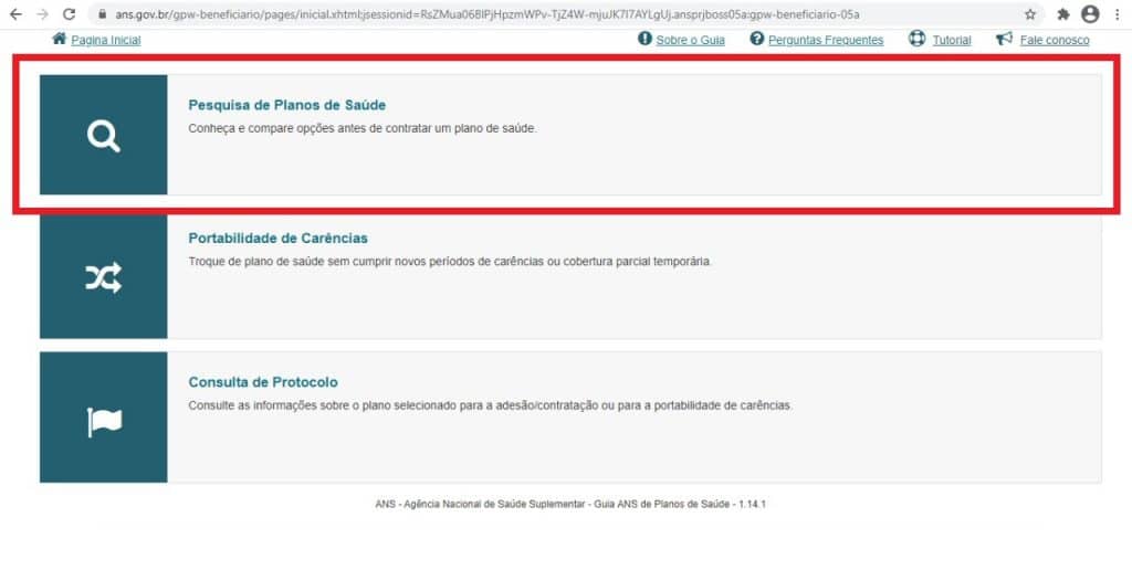 home do site da ans 