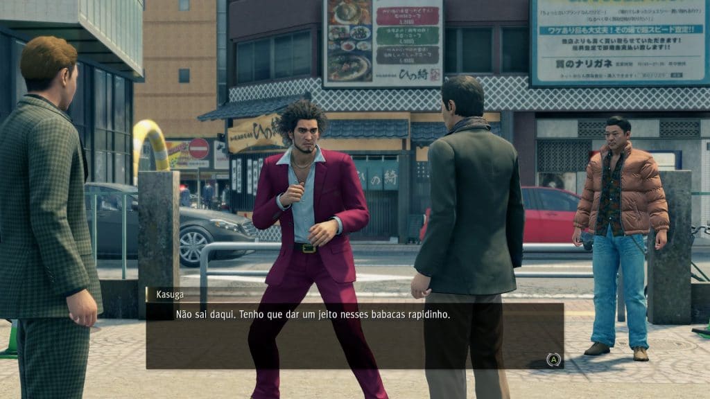 Imagem mostra os personagens do jogo "Yakuza: Like a Dragon", prestes a iniciar uma luta