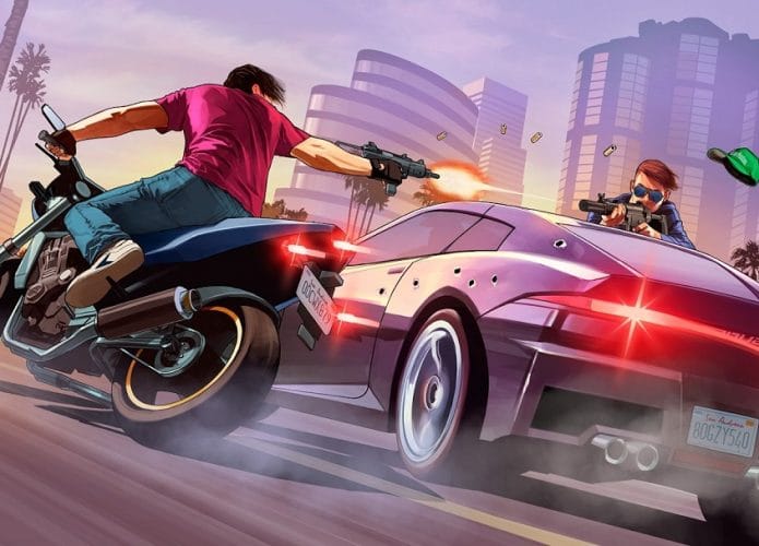 Imagem de um roubo de carro no GTA 5