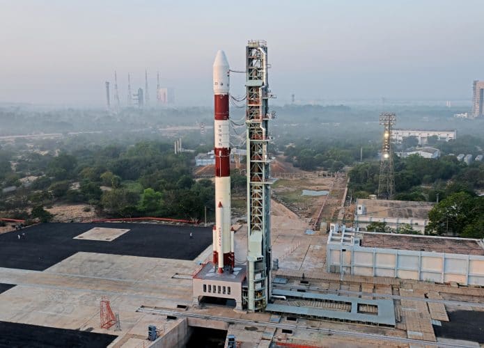 Foguete indiano PSLV-C51, usado para lançar o satélite brasileiro Amazônia 1