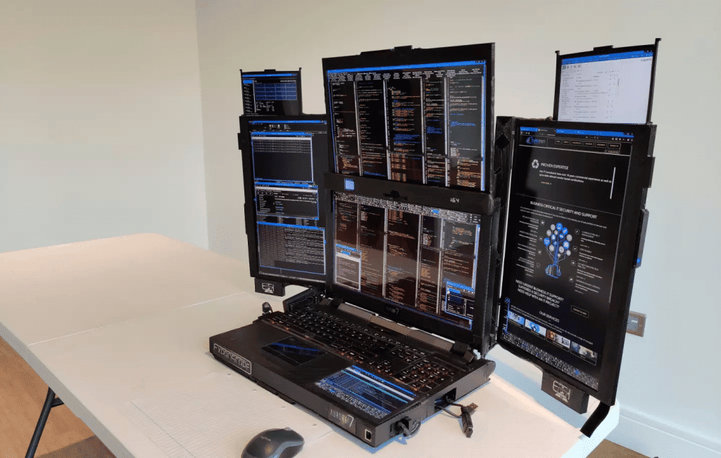 imagem do protótipo do notebook com sete telas